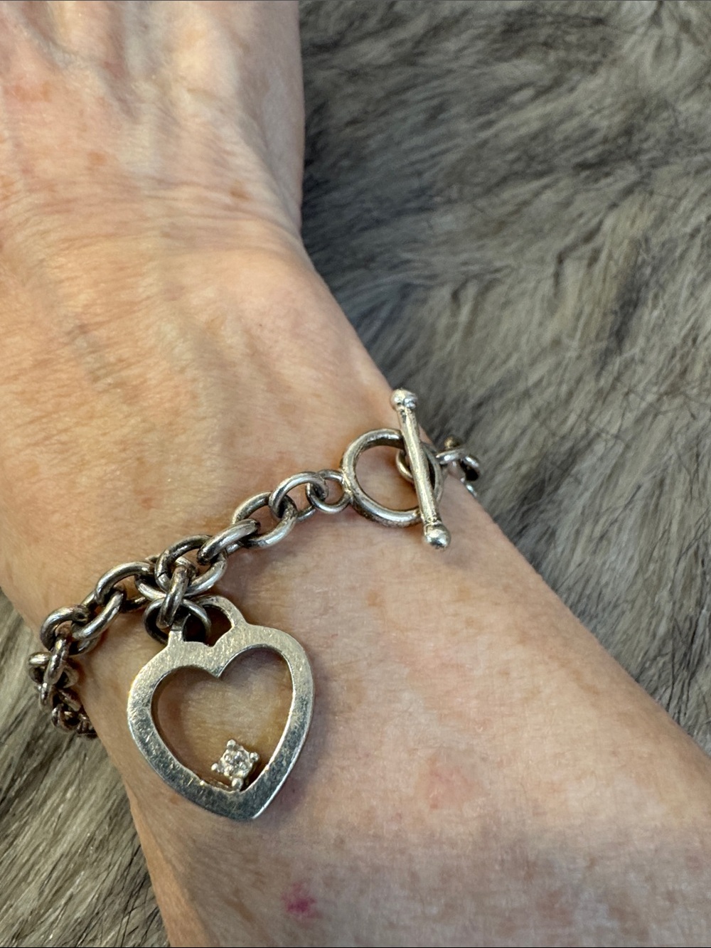 Silver Heart Toggle Charm Bracelet